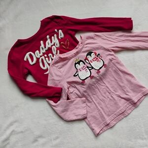 Lot Of 2 Long Sleeve Graphic Tees | Daddy's Girl Snow Much Fun | 2T